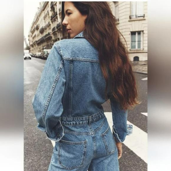 ZARA Z1975 LONG SLEEVE DENIM JUMPSUIT